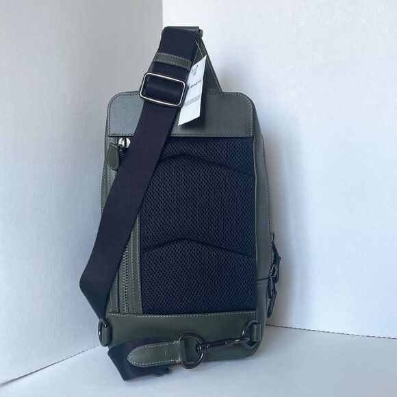 Coach Gotham Pack Sling Camo Green Signature Leather Mens Crossbody CAF37 - Picture 3 of 9